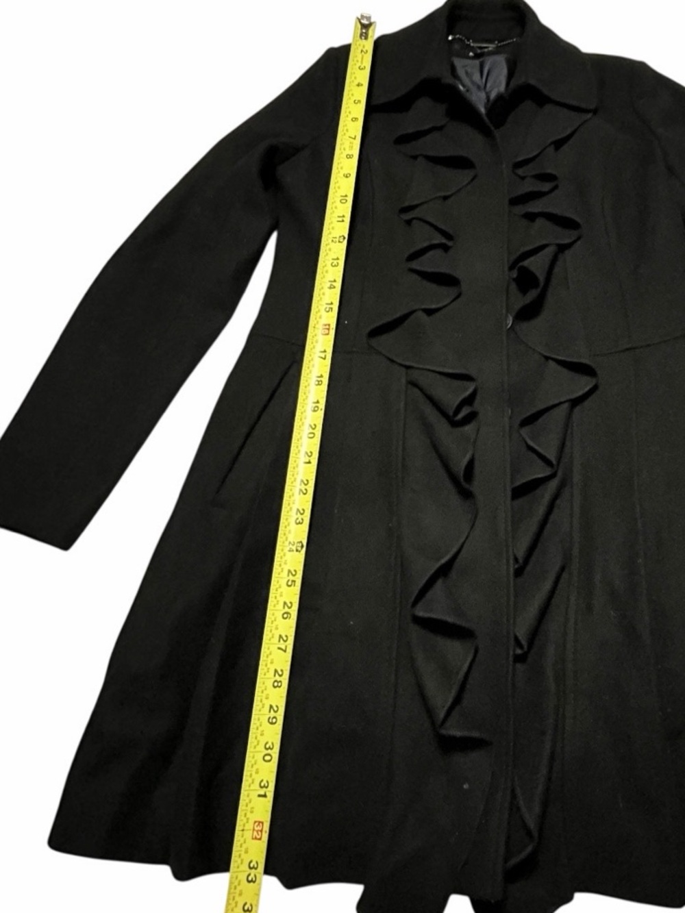 Double Ruffle Pleated Pea Coat - Picture 13 of 15